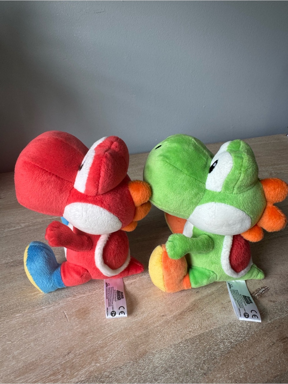 Nintendo Red and Green Yoshi Plush Pair - Colorful Mario Character Stuffed Toys